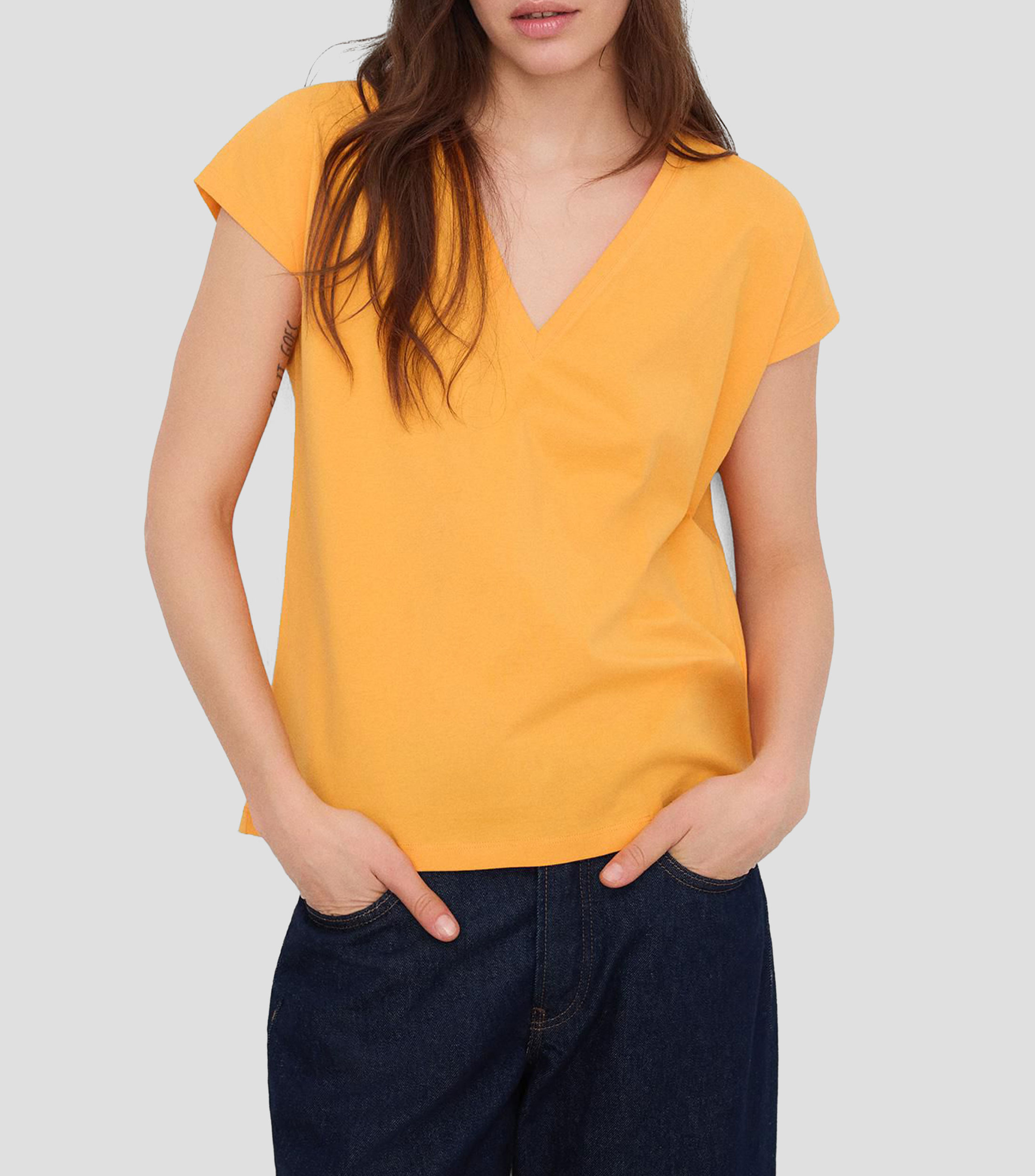 Blusa lisa con manga corta Mujer
